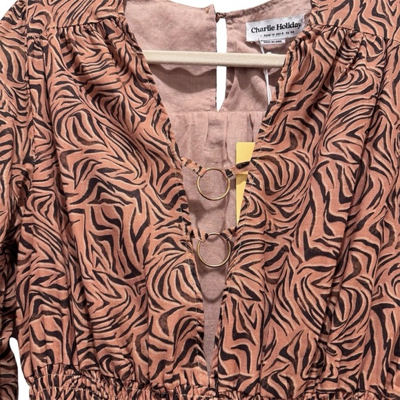 NWT Anthropologie Charlie Holiday Whitney Maxi Dress Cotton Animal Print Brown M - Picture 7 of 16